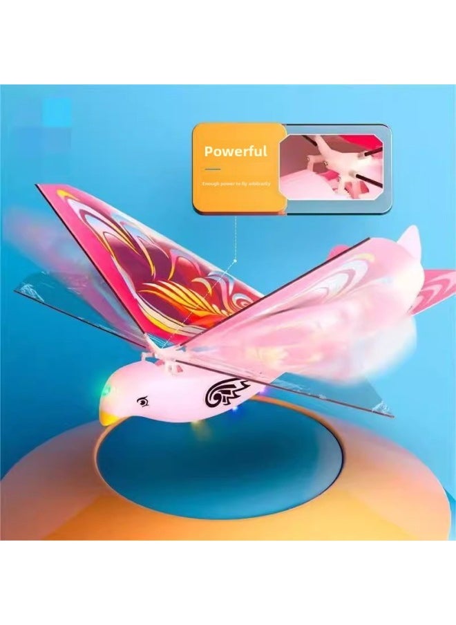 Children's Simulation Luban Bird Swing Hand Throw Outdoor Toys Colorful Lighting Electric Space Bird Stall Artifact-Color:Pink Electric Flying Bird-Specifications:20*27*7  - Image 5