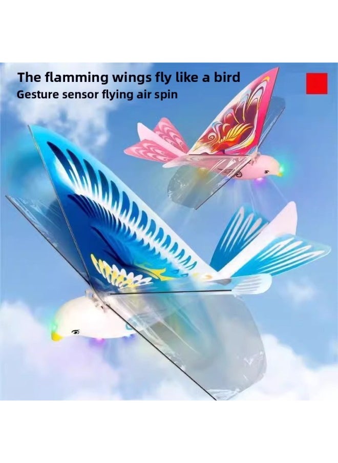 Children's Simulation Luban Bird Swing Hand Throw Outdoor Toys Colorful Lighting Electric Space Bird Stall Artifact-Color:Pink Electric Flying Bird-Specifications:20*27*7  - Image 4
