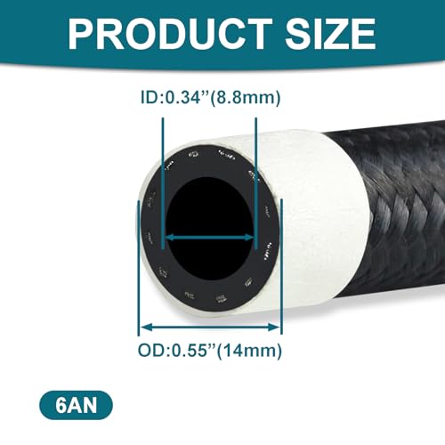 VWTNI 3FT 6AN Fuel Line Kit 38 inch 6AN Fuel Hose with Hose Fitting 0 Degree and 90 Degree CPE - Image 3