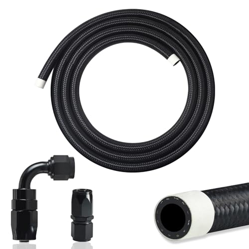 VWTNI 3FT 6AN Fuel Line Kit 38 inch 6AN Fuel Hose with Hose Fitting 0 Degree and 90 Degree CPE - Image 1