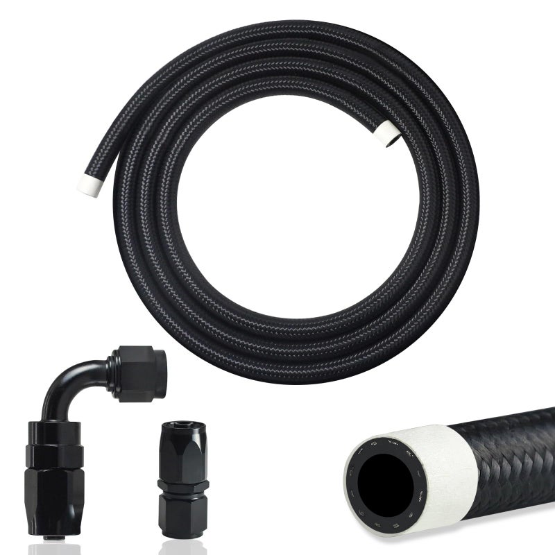 VWTNI 3FT 6AN Fuel Line Kit 38 inch 6AN Fuel Hose with Hose Fitting 0 Degree and 90 Degree CPE - Image 2