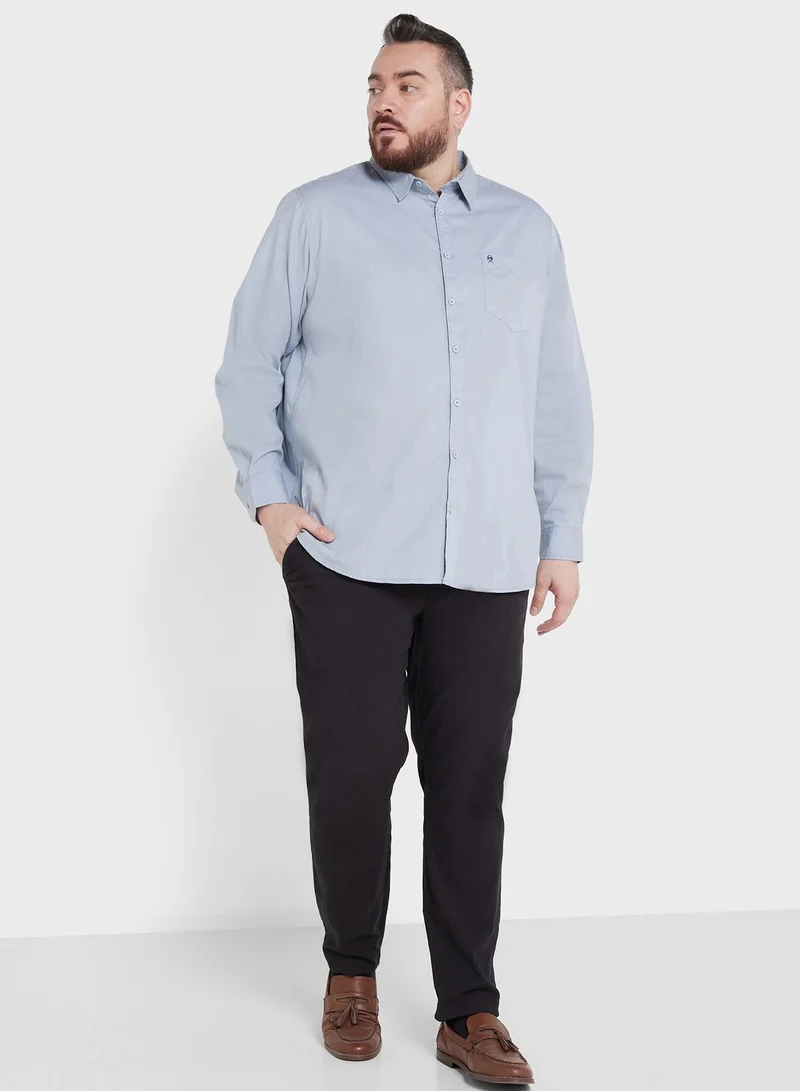 Thomas Scott Thomas Scott Plus Size Premium Slim Fit Pure Cotton Casual Shirt