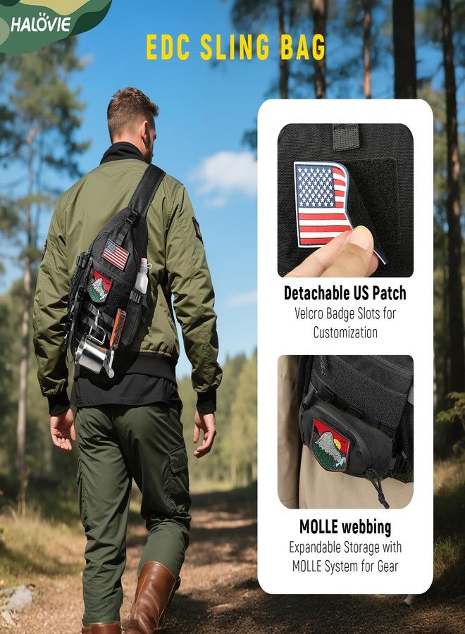 HALOVIE Crossbody Sling Bag Anti Theft RFID Sling Backpack Lightweight Travel Hiking EDC Tactical Chest Shoulder Pack Gift for Men - Image 3