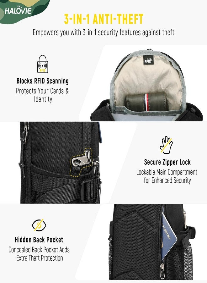 HALOVIE Crossbody Sling Bag Anti Theft RFID Sling Backpack Lightweight Travel Hiking EDC Tactical Chest Shoulder Pack Gift for Men - Image 2