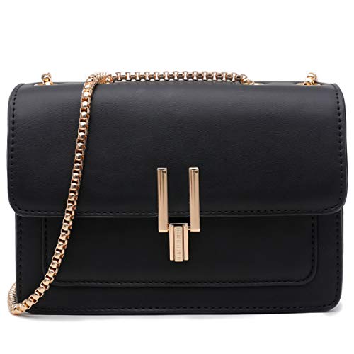 TOP BAND Crossbody Bags for Women Leather Cross Body Purses Cute Color-Block Designer Handbags Shoulder Bag Medium Size Black - Image 1