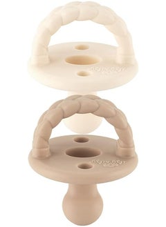 Itzy Ritzy Itzy Ritzy Sweetie Soother Silicone Orthodontic Pacifiers with Collapsible Handle & Two Air Holes for Added Safety, Set of 2 in Buttercream & Toast for Ages 6-18 Months  - Image 2
