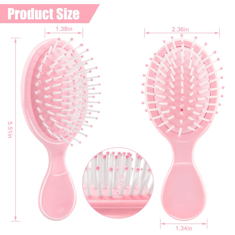 NICEMOVIC Mini Wet Hair Brush 2 Pack, Bachelorette Party Favors, Small Travel Hair Brush for Girls Toddler Kids Women, Stocking Stuffers for Girls Women, Bridesmaid Gifts, Spa Party Supplies (Pink) - Image 2