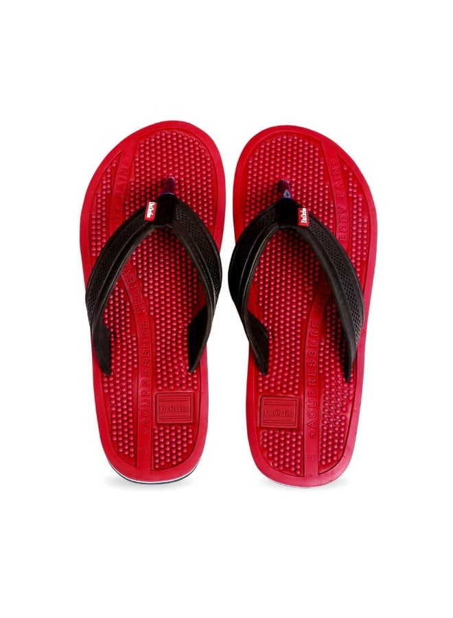 Dr. Ortho Dr.Ortho Orthopedic Slippers | Acupressure Slippers | Flip-Flops | For Men & Women's Slippers, Red - 8 UK - Image 1