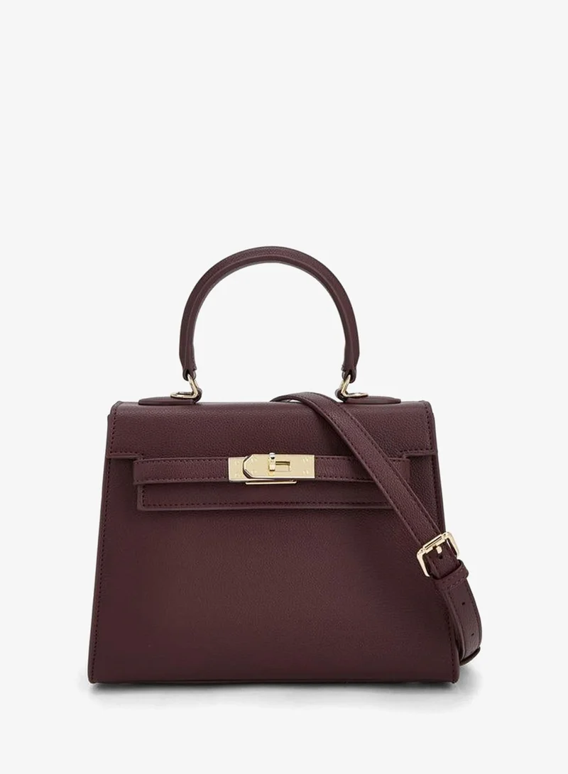 لو كونفورت Textured Satchel Bag with Detachable Strap
