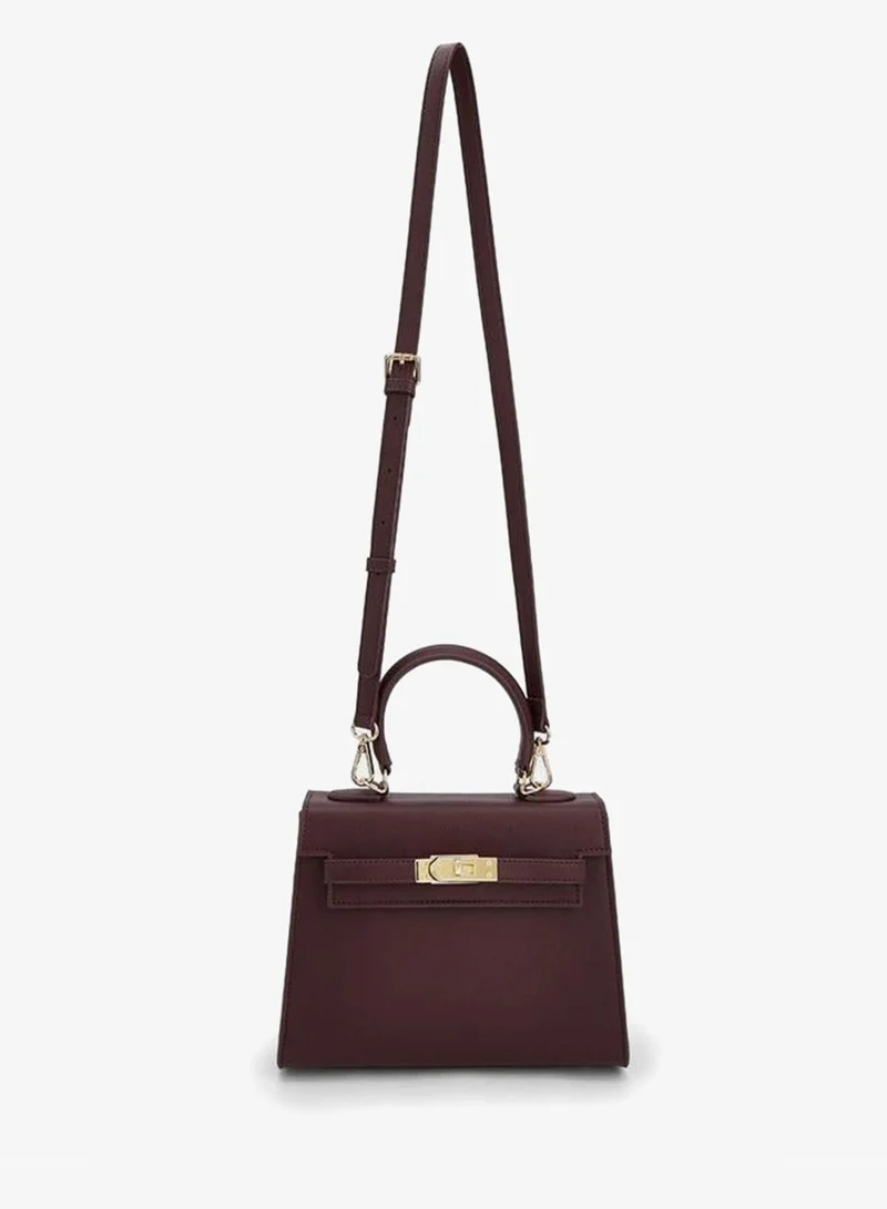لو كونفورت Textured Satchel Bag with Detachable Strap