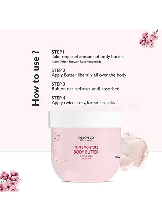THE LOVE CO. Body Butter For Dry Skin 200Ml 72 Hour Intense Hydrating Body Butter For Women| Japanese Cherry Blossom| Cocoa Butter Body Lotion | Shea Butter Body Lotion - Image 4
