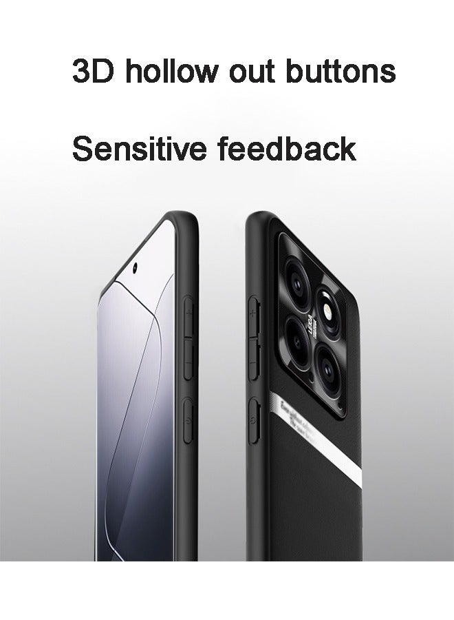 GKK Xiaomi 14 Case Cover with TPU Leather Camera Metal Len Protector 3 in 1 Anti-Scratch Anti-drop Anti-fingerprint slim light Protective Shockproof Back Cover For Xiaomi 14 Mobile Phone Accessory(Black) - Image 4