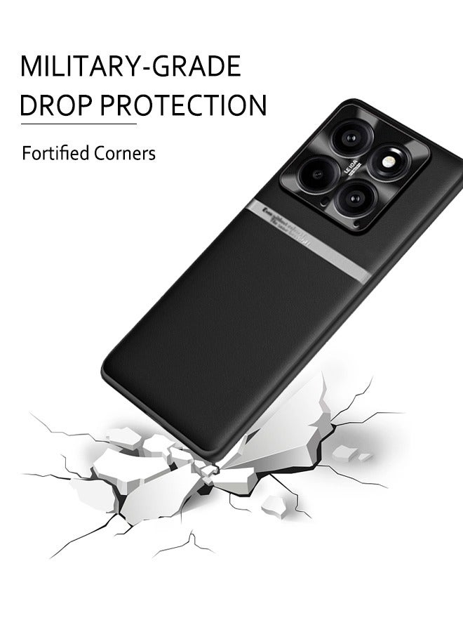GKK Xiaomi 14 Case Cover with TPU Leather Camera Metal Len Protector 3 in 1 Anti-Scratch Anti-drop Anti-fingerprint slim light Protective Shockproof Back Cover For Xiaomi 14 Mobile Phone Accessory(Black) - Image 5