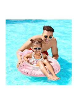 KASTWAVE Inflatable Pool Float Tubes, KASTWAVE Animal Cartoon Shape Swimming Rings Thicken PVC Flotation Swim Ring with Handle Beach Pool Party Supplies for Children (White Cat Pink Rabbit 2 Pack)  - Image 5