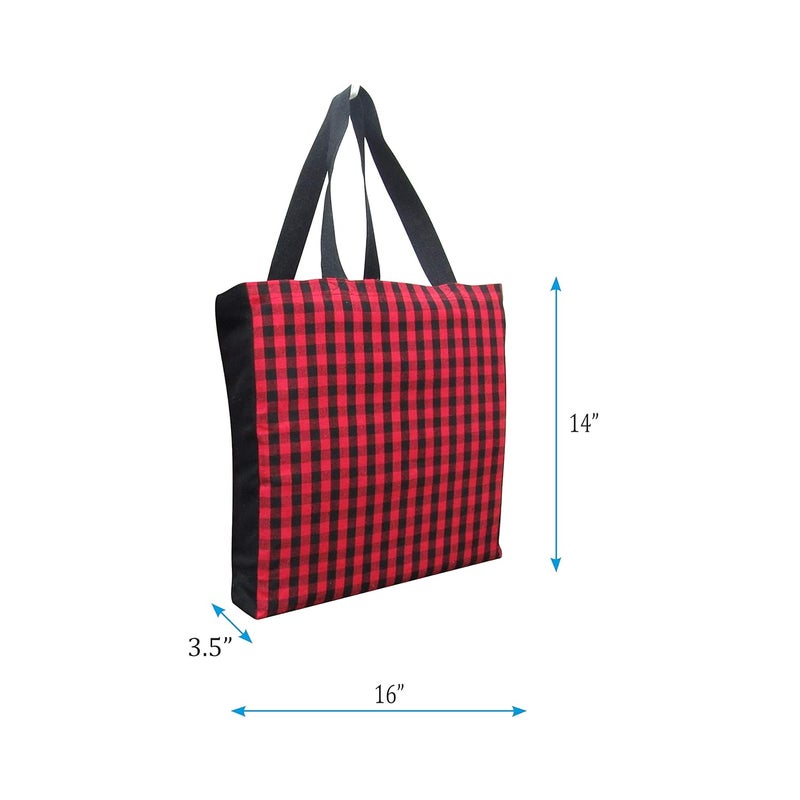 PIXEL HOME Eco-Friendly Cotton Grocery Shopping Bags (Pack of 2) - Red & Black - Image 5