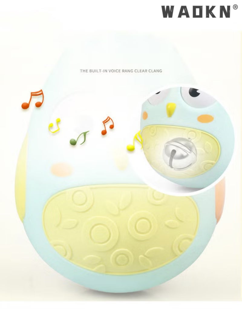 دبليو أيه أو كي أن ألعاب أطفال Owl Weeble Wobble Toys للأطفال من عمر 6 أشهر تم تطويرها للأطفال من عمر 3 إلى 6 أشهر ومن 6 إلى 12 شهرًا، ألعاب وقت البطن - ألعاب موسيقية للأطفال مع أجراس مدمجة - كرسي هزاز مسطح ملفوف كهدية، مناسب لأفضل هدية للأطفال الأولاد والبنات والرضع والأطفال الصغار  - Image 3