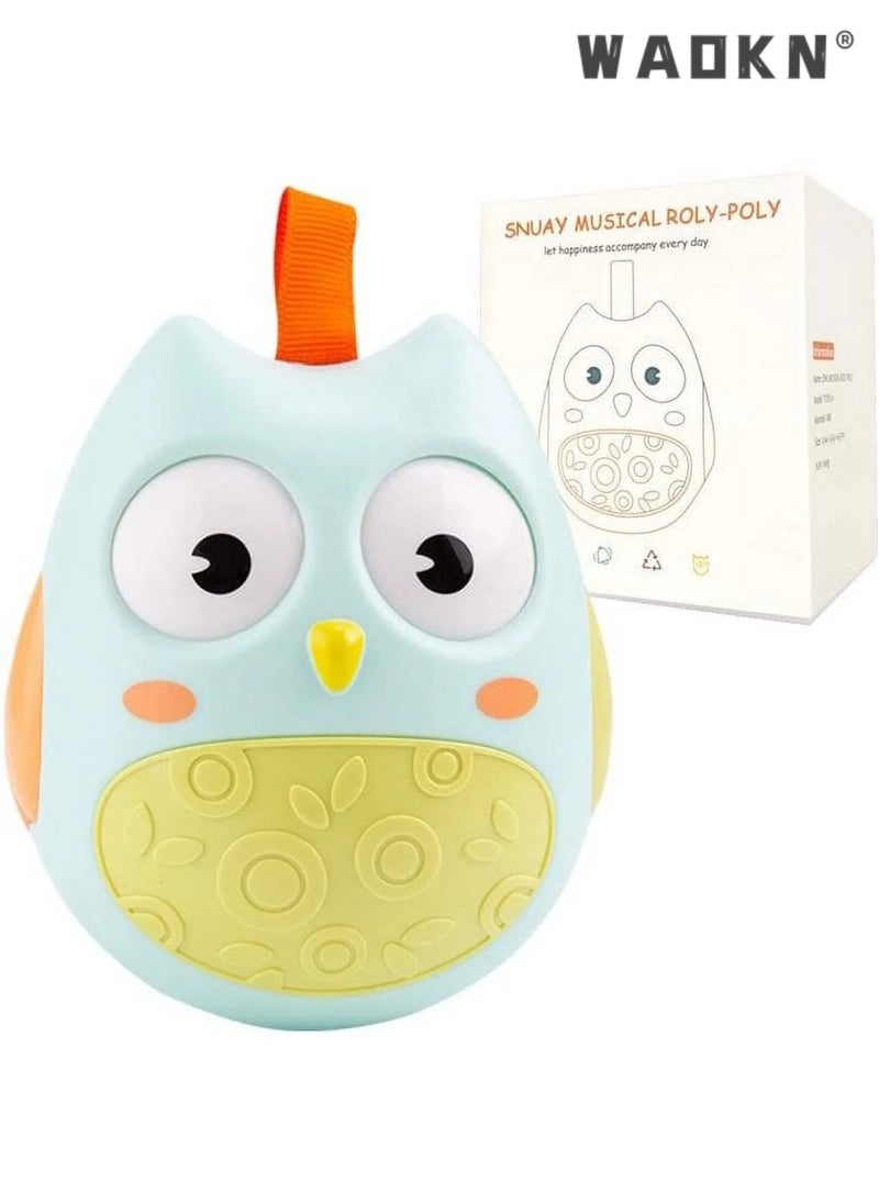 دبليو أيه أو كي أن ألعاب أطفال Owl Weeble Wobble Toys للأطفال من عمر 6 أشهر تم تطويرها للأطفال من عمر 3 إلى 6 أشهر ومن 6 إلى 12 شهرًا، ألعاب وقت البطن - ألعاب موسيقية للأطفال مع أجراس مدمجة - كرسي هزاز مسطح ملفوف كهدية، مناسب لأفضل هدية للأطفال الأولاد والبنات والرضع والأطفال الصغار  - Image 1