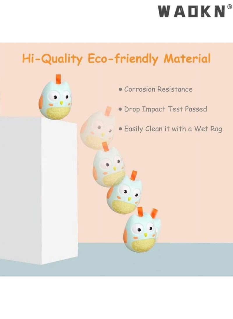 دبليو أيه أو كي أن ألعاب أطفال Owl Weeble Wobble Toys للأطفال من عمر 6 أشهر تم تطويرها للأطفال من عمر 3 إلى 6 أشهر ومن 6 إلى 12 شهرًا، ألعاب وقت البطن - ألعاب موسيقية للأطفال مع أجراس مدمجة - كرسي هزاز مسطح ملفوف كهدية، مناسب لأفضل هدية للأطفال الأولاد والبنات والرضع والأطفال الصغار  - Image 2