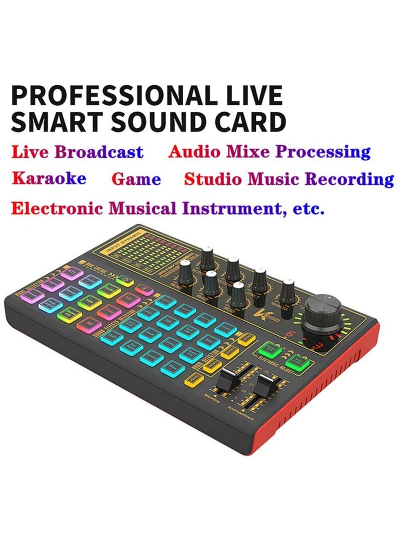 Generic - Professional Audio Mixer, K300 Live Sound Card and Audio Interface Sound Board with Multiple DJ Mixer Effects,Voice Changer and LED Light, Prefect for Streaming/Podcasting/Gaming/Recording/YouTube/PC - Image 1