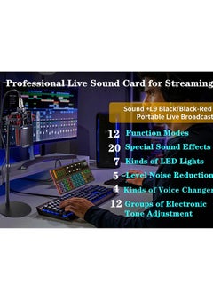 Generic Professional Audio Mixer, K300 Live Sound Card and Audio Interface Sound Board with Multiple DJ Mixer Effects,Voice Changer and LED Light, Prefect for Streaming/Podcasting/Gaming/Recording/YouTube/PC  - Image 2