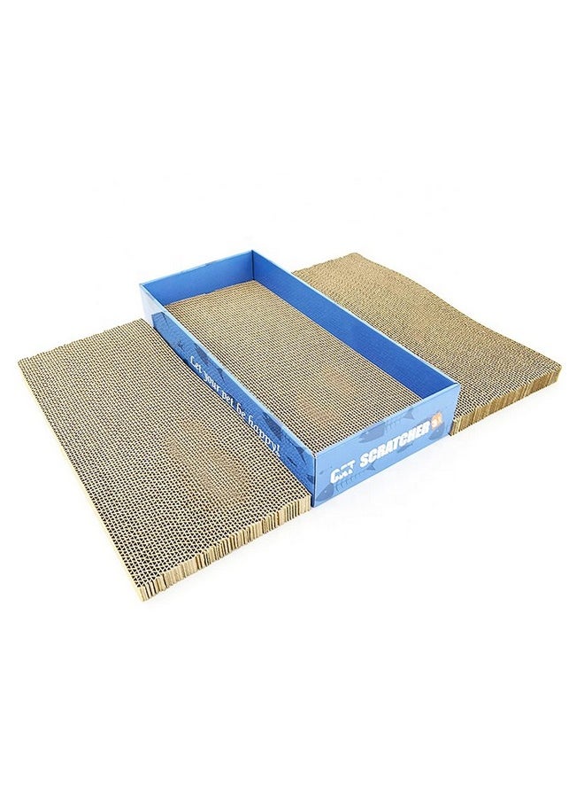 Emily Pets - Emily Pets Cat Scratcher Pads, Wide Recycle Corrugated Cat Scratching Pad, Reversible Cat Scratcher Cardboard Lounge Sofa Bed Replacement with Box, 100% Organic Catnip Included Flat - Image 1