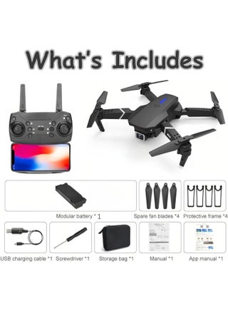 4k Camera Drone, Foldable WiFi 4K Dual Camera RC Quadcopter Altitude Hold, Headless Mode, 6 Channel 2.4GHz, 360° Rotation Stunt, With Storage Bag and 1 Batteries For Kids & Adult - view 2