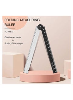 Y&D 12 Inch Folding Ruler, Multi Acrylic Ruler Angle Measurement Clear Flexible Black and White Rulers Adjustable Geometry Measuring for Drawing Tools, 4PCS  - Image 3