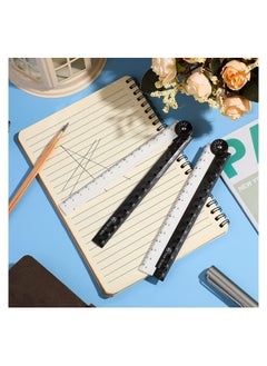 Y&D 12 Inch Folding Ruler, Multi Acrylic Ruler Angle Measurement Clear Flexible Black and White Rulers Adjustable Geometry Measuring for Drawing Tools, 4PCS  - Image 4