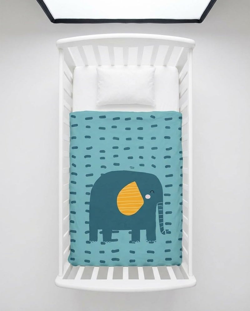 Mamas Gift Elephants Bed Cover – Soft Cotton Duvet Cover for Baby Crib or Toddler Bed – Fits 120x90 cm – Colorfast, Non-Toxic, and Easy Care Nursery Bedding