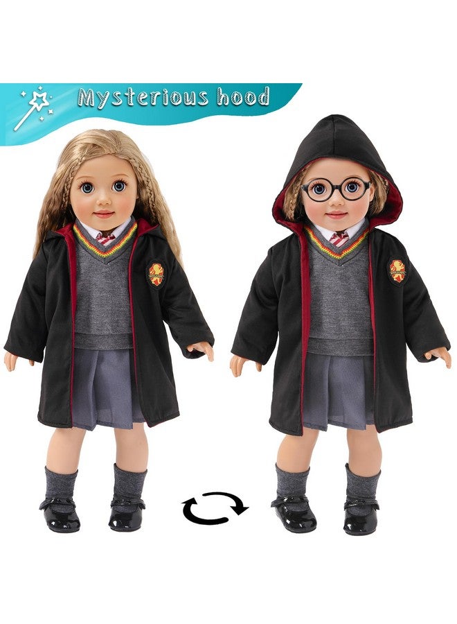 ebuddy Magic School Uniform Inspired Halloween Costume Doll Clothes Clothing Outfits Accessories Set 10 Pcs for 18 inch Girl Dolls - Image 4