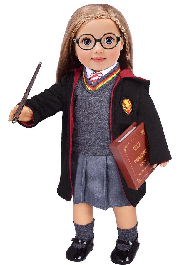 ebuddy Magic School Uniform Inspired Halloween Costume Doll Clothes Clothing Outfits Accessories Set 10 Pcs for 18 inch Girl Dolls - Image 1