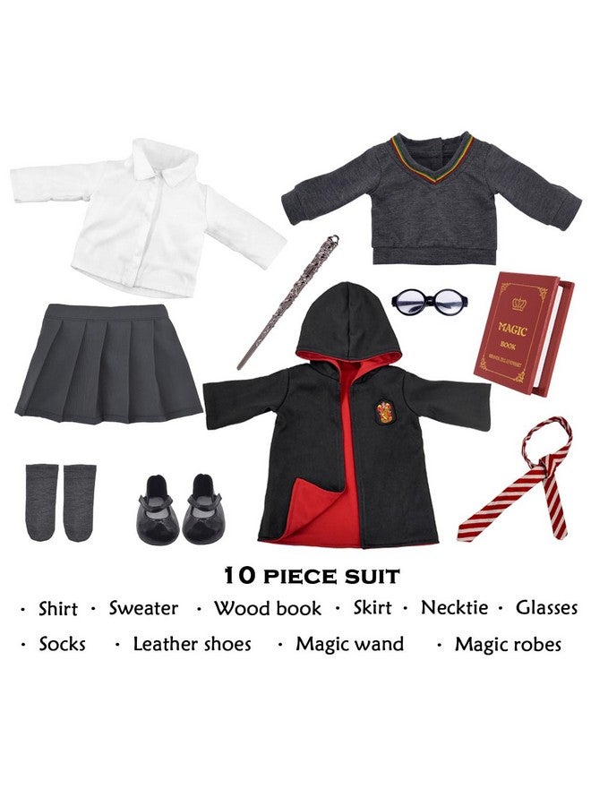 ebuddy Magic School Uniform Inspired Halloween Costume Doll Clothes Clothing Outfits Accessories Set 10 Pcs for 18 inch Girl Dolls - Image 2