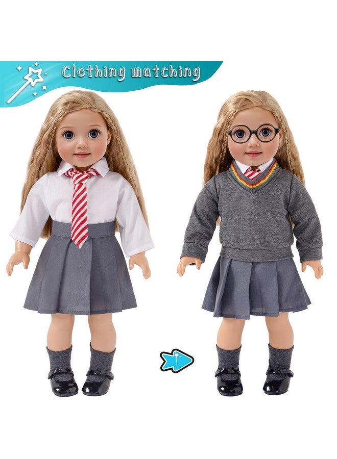 ebuddy Magic School Uniform Inspired Halloween Costume Doll Clothes Clothing Outfits Accessories Set 10 Pcs for 18 inch Girl Dolls - Image 5
