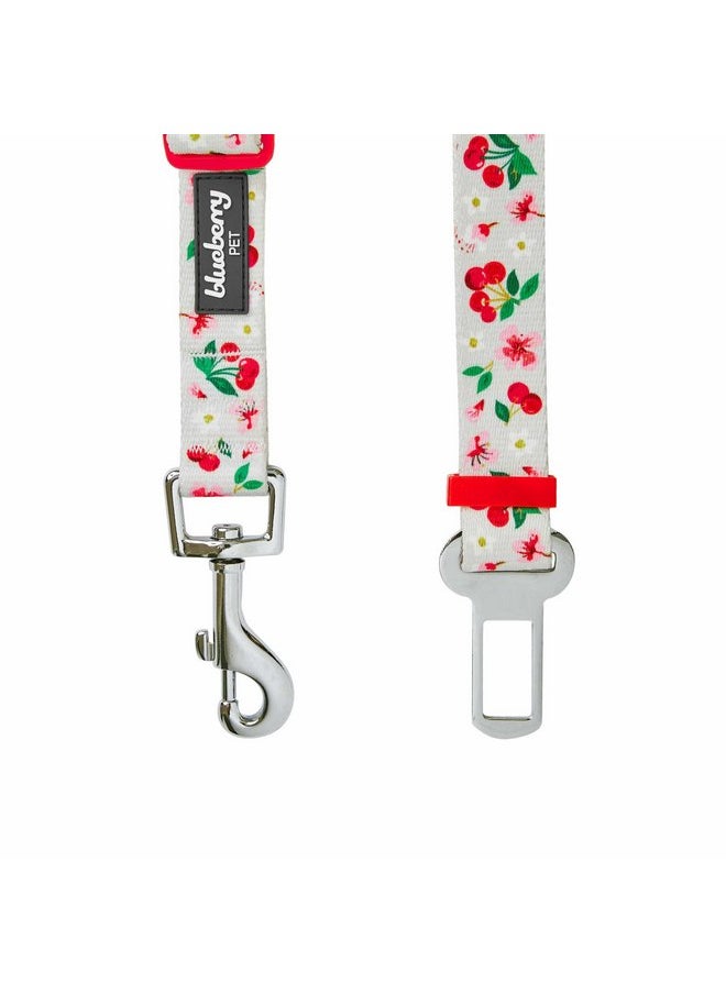 Blueberry Pet Blueberry Pet 8 Patterns Cherry Garden Grey Adjustable Dog Seat Belt Tether for Dogs Cats, Durable Safety Car Vehicle Seatbelts Leads Use with Harness  - Image 3