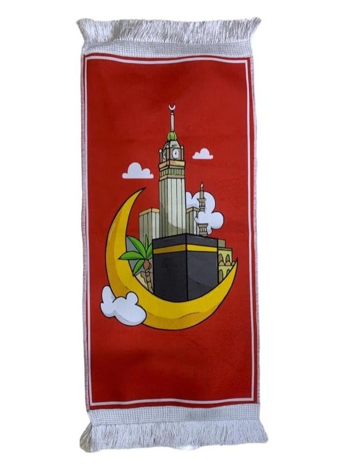 general 3D prayer rug for children, red, Kaaba drawing