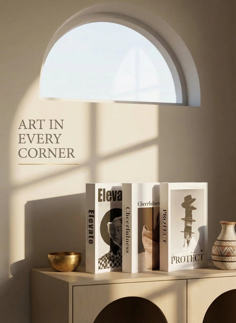 NIBEMINENT 3 Pcs Decorative Faux Books for Home Decor – Modern Fake Books for Coffee Table, Bookshelf & Bedroom, Stacked Book Set for Aesthetic Decor - Image 4