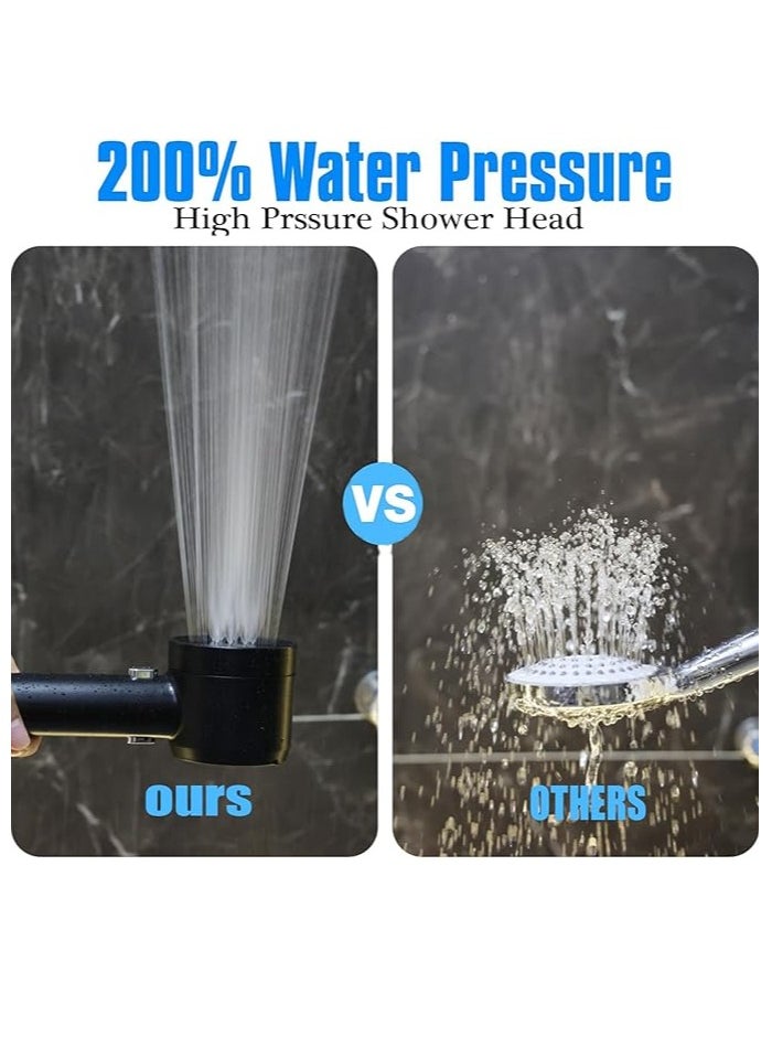 OUYoo High Pressure Handheld Shower Head with Cotton Filter, 4 Modes Water Saving Filter, Pause Switch, Luxury Black Showerhead for Healthier Bathing Experience.（Black）