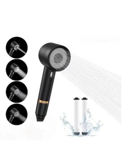 OUYoo OUYoo High Pressure Handheld Shower Head with Cotton Filter, 4 Modes Water Saving Filter, Pause Switch, Luxury Black Showerhead for Healthier Bathing Experience.（Black）  - Image 1