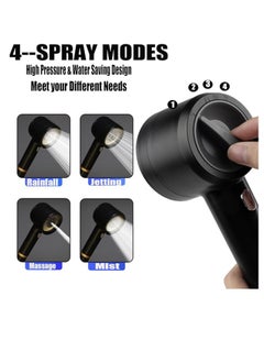 OUYoo OUYoo High Pressure Handheld Shower Head with Cotton Filter, 4 Modes Water Saving Filter, Pause Switch, Luxury Black Showerhead for Healthier Bathing Experience.（Black）  - Image 2
