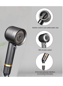 OUYoo OUYoo High Pressure Handheld Shower Head with Cotton Filter, 4 Modes Water Saving Filter, Pause Switch, Luxury Black Showerhead for Healthier Bathing Experience.（Black）  - Image 5