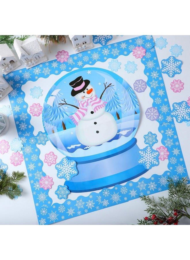 Epakh Epakh 199 Pcs Snow Globe Bulletin Board Winter Decoration Set Snow Globe Cutouts Snowman Snowflake Snow Glass Ball Classroom Decorations with Glue Points for Winter School Home Chalkboard Wall Decor  - Image 4