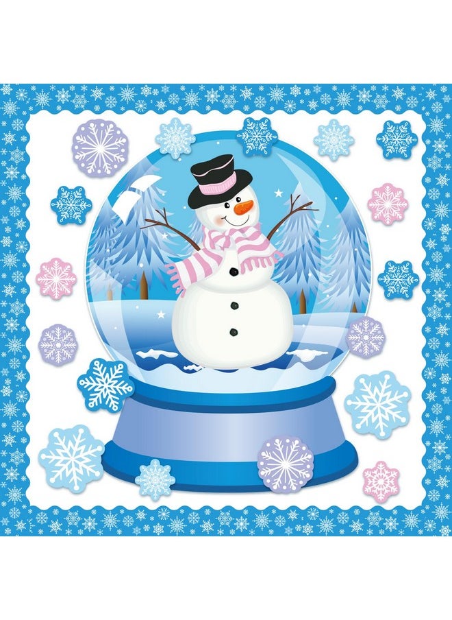 Epakh Epakh 199 Pcs Snow Globe Bulletin Board Winter Decoration Set Snow Globe Cutouts Snowman Snowflake Snow Glass Ball Classroom Decorations with Glue Points for Winter School Home Chalkboard Wall Decor  - Image 1
