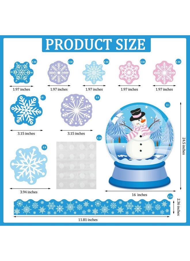 Epakh Epakh 199 Pcs Snow Globe Bulletin Board Winter Decoration Set Snow Globe Cutouts Snowman Snowflake Snow Glass Ball Classroom Decorations with Glue Points for Winter School Home Chalkboard Wall Decor  - Image 2