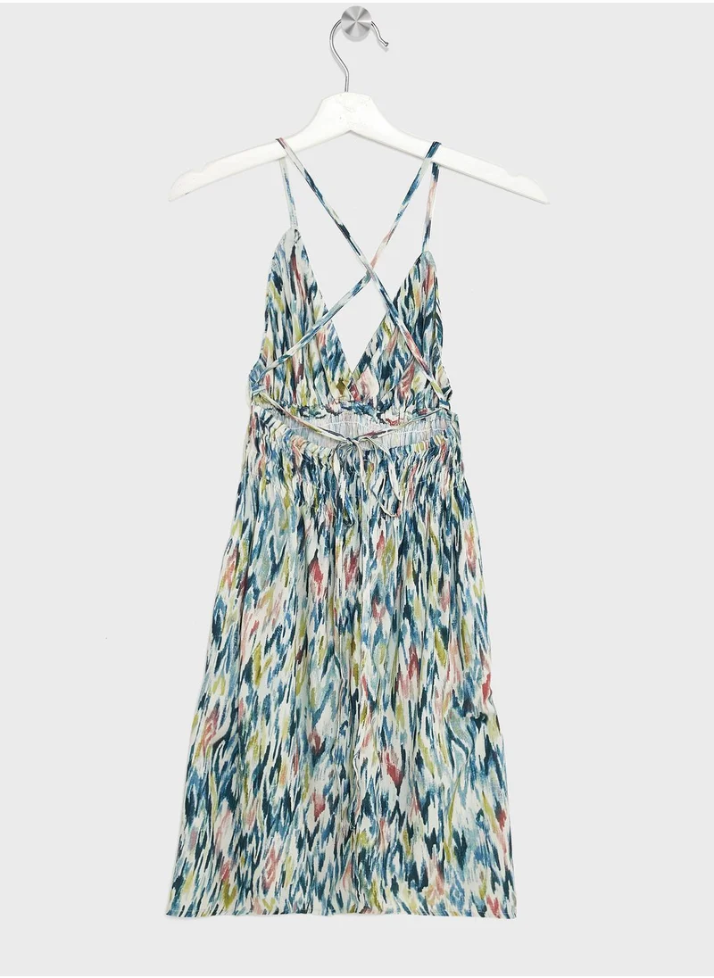 MANGO Kids Floral Print Midi Dress