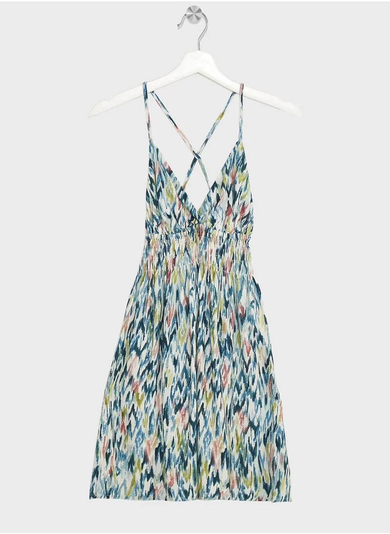 MANGO Kids Floral Print Midi Dress