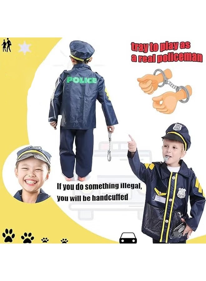 يلا جوي زي الشرطة للأطفال ، مجموعة لعب التظاهر الشرطي المكونة من 7 قطع تشمل قميصا وقبعة وصافرة وجهاز اتصال لاسلكي ومجموعة شرطي أخرى مصنوعة من البلاستيك لحفلة اللباس وزي ضابط الشرطة ولعب الأدوار - Image 3