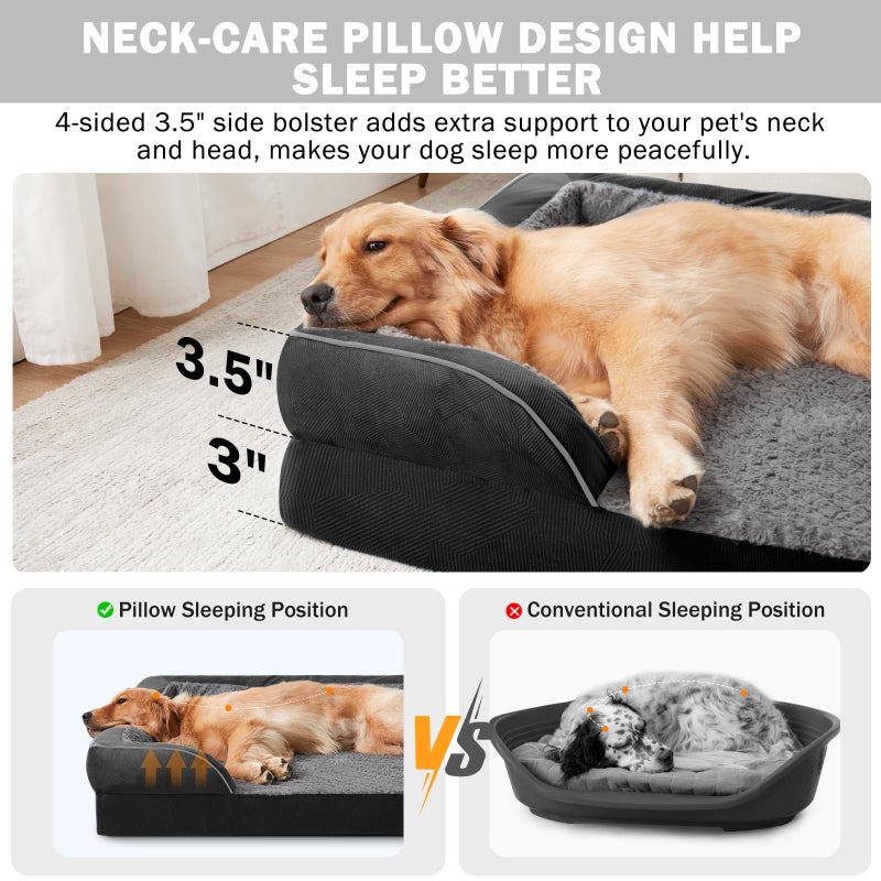 INVENHO Orthopedic Dog Beds Large Sized, XL Egg-Crate Foam Dog Couch with Washable Removable Cover, Waterproof Lining and Nonskid Bottom - Image 5