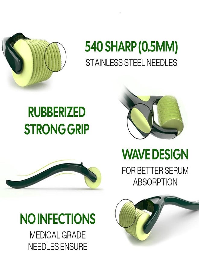 CAREMIMA by SKINROTH 540 Softest Microneedle (0.5mm) Derma Roller | Food-Grade Stainless Steel Needle Derma Tool for Face & Beard Care | Compact Design for Skincare & Haircare - Image 4