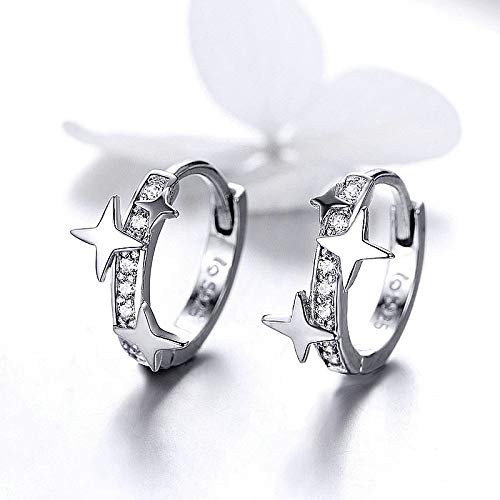 Dtja Star Cubic Zirconia Huggie Hoop Earrings for Women Sterling Silver Constellation Cartilage Cute Charms CZ Sleeper Small Hoop Dainty Stars Earrings Hypoallergenic Sensitive Ear Jewelry - Image 4