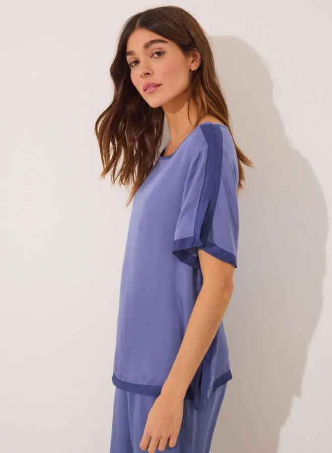 women'secret Plain blue satin pyjamas